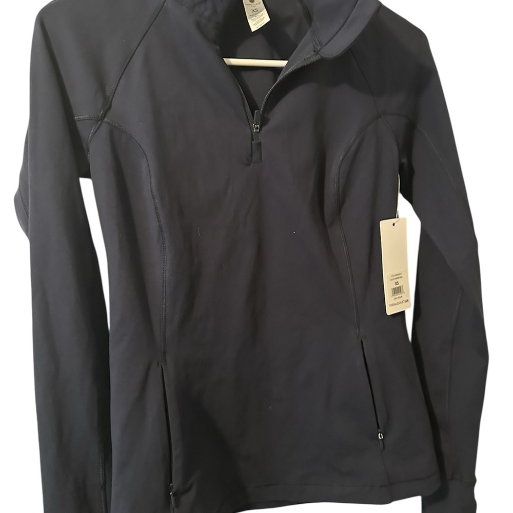NWT Yogalicious Lux Quarter Zip Navy Blue Jacket Pockets XS